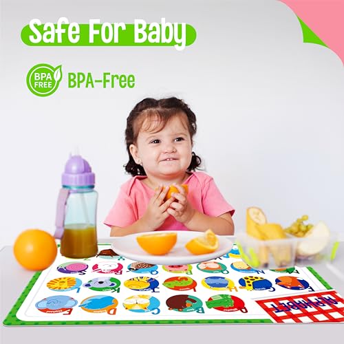6 Pack Placemats for Kids, Non-Slip Washable, Reusable Alphabet, Number, Shape & Color, Universe, Map Themed Educational Placemats for Home, Kindergarten, Classroom, Nursery - style: Style-A