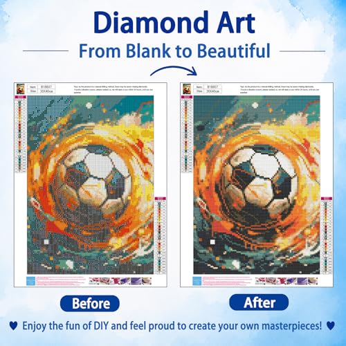 AUKELHJ Soccer Diamond Art Kits for Adults, Diamond Painting, 12x16 Inch - color: 18-Soccer, size: 12X16 inch