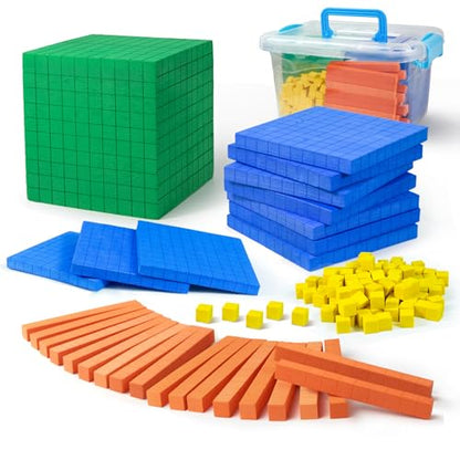 Foam Base Ten Set for Math 131 PCS Place Value Blocks,Counting Cubes for Kids Math,Base 10 Math Manipulatives for Early Counting Math Toy in School Home