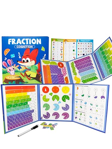 Magnetic Fraction Demonstration Book – 164CPS Magnetic Fraction Learning Tiles Montessori Manipulatives for Elementary School, Fraction Educational Puzzle for Classroom & Homeschool Toys for Kids