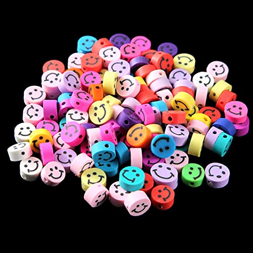 200PCS 10mm Colorful Smile Face Polymer Clay Beads Bulk for Jewelry Making - color: Clay Mixed Color