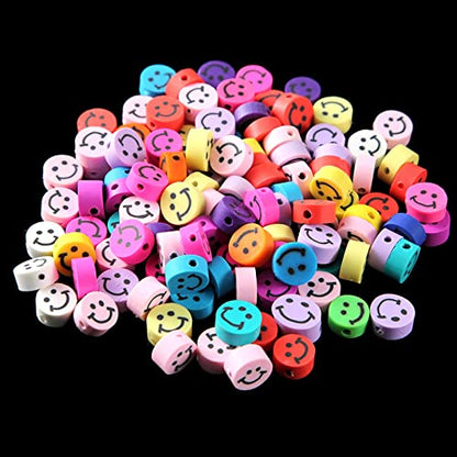 200PCS 10mm Colorful Smile Face Polymer Clay Beads Bulk for Jewelry Making - color: Clay Mixed Color