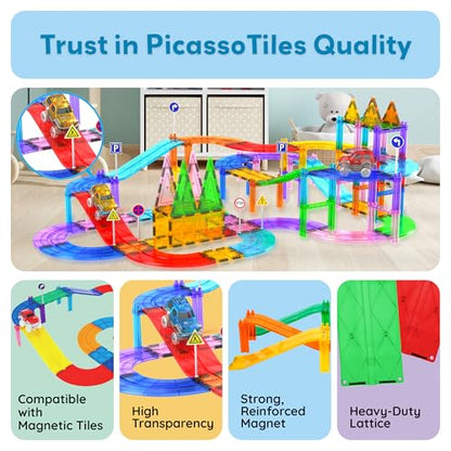 PicassoTiles 6 Piece Ramp Expansion Pack, Magnetic Tile Ramps for STEM Sets - color: 6 Pcs Race Track Ramp