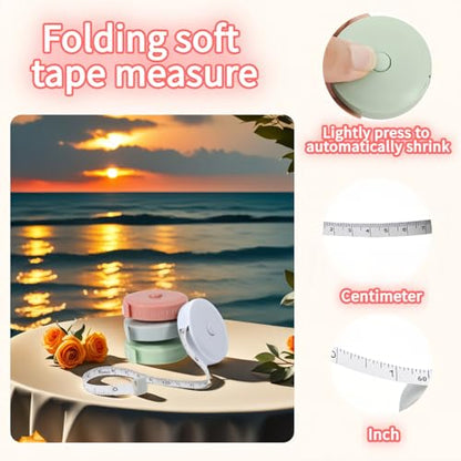 Retractable Measuring Tape Set,4-Pack Soft Tape Measure/Auto-Retracting, 60" 150cm Flexible Sewing Tailor Tape, Body Measuring Tape for Body & Fabric, Dual Scale with Inches & Centimeters