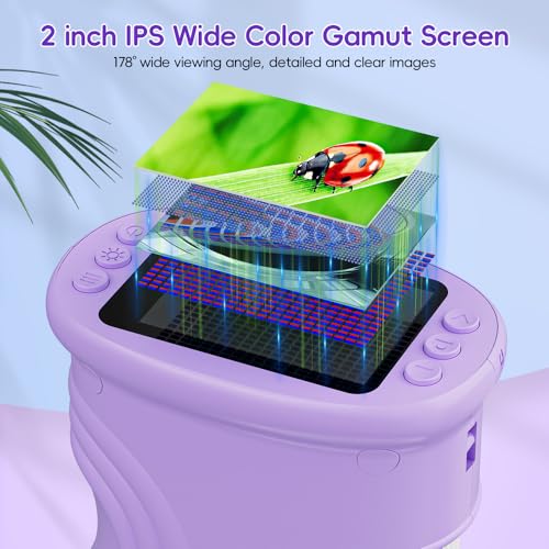 Temodu Kids Microscope 2.0" Screen 1000X Digital Microscope for Kids, Mini Pocket Handheld Microscopes for Children Birthday Festival Gift, Science Education Fun Toys for Boys Girls Ages 4-12 (Purple) - color: Purple