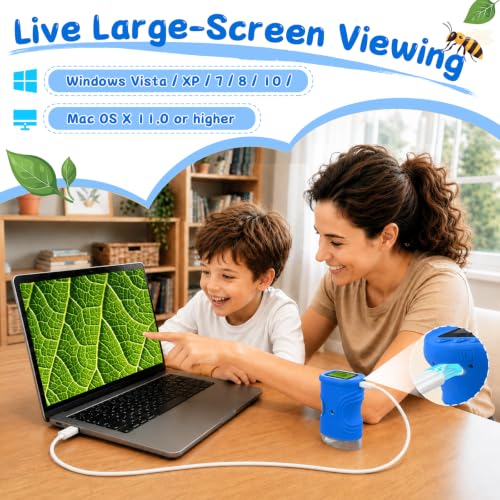 SEEKID Microscope for Kids 200-1000X, STEM Toy Science Kit for Kid(Blue) - color: Blue