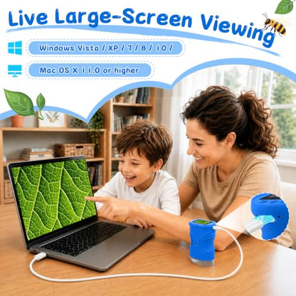 SEEKID Microscope for Kids 200-1000X, STEM Toy Science Kit for Kid(Blue) - color: Blue