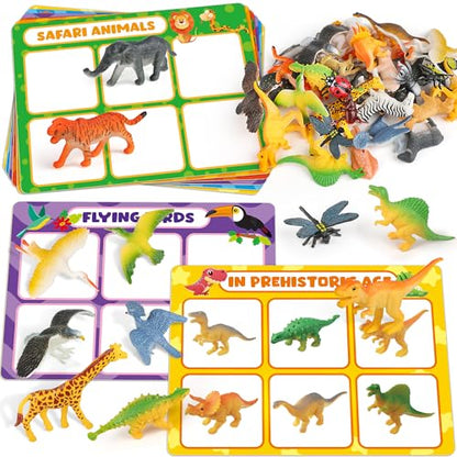 Coogam Sorting Toys for Toddles, Animals Figures Dinosaurs Birds Insects Cognition Matching Game Playset, Fine Motor Learning Activities Educational Toy Gift for 3 4 5 Year Old Kid - style: Animal theme