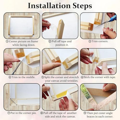 Texas Art DIY Wood Stretcher Bars for Canvas, Solid Wood Frame Kit, Easy to Assemble, Gallery Wrap for Oil Painting, Wall Posters, Customized Wooden Frame Kit for Diamond Painting, White, 14 x 14 - size: 14"x14"