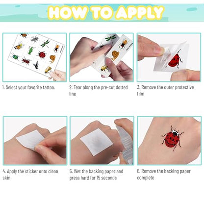 60PCS Bug Temporary Tattoos for Kids Toddlers - color: 60PCS