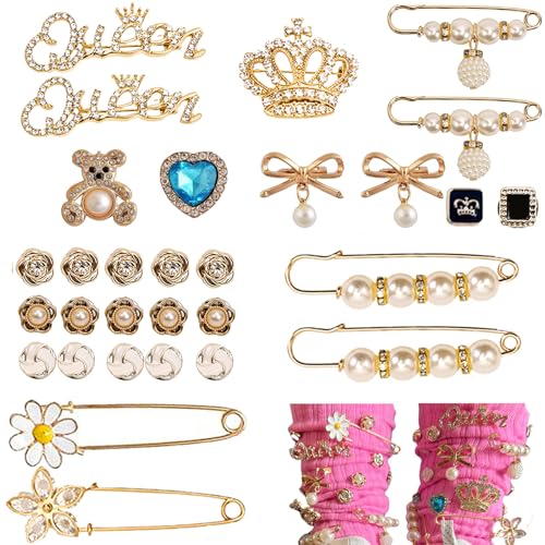 BIIQAKOO Socks Charms Sneaker Shoe Charms for Sock Safety Pins Junk Sock Brooches and Pins for Women Jewelry Charms Kit for Hat Clothes