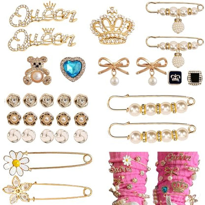BIIQAKOO Socks Charms Sneaker Shoe Charms for Sock Safety Pins Junk Sock Brooches and Pins for Women Jewelry Charms Kit for Hat Clothes