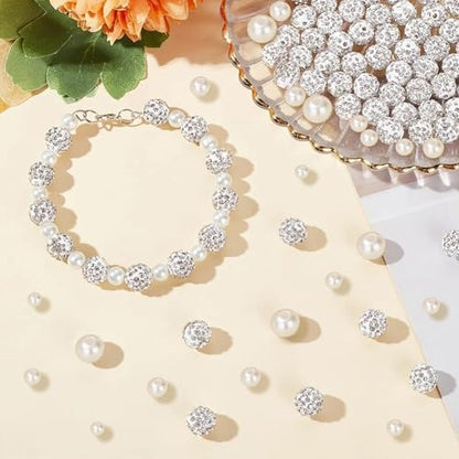 702 Pcs Bracelet Making Kit Pearl Beads for Bracelets for Adult - color: 08-White & Off-White