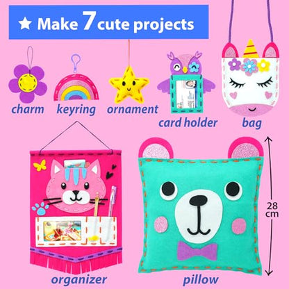 KRAFUN My First Sewing Kit for Kids Ages 6-12 | 7 Animal Dolls