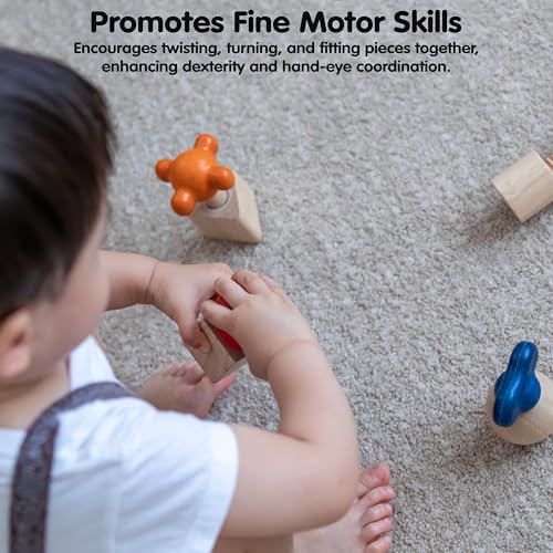 PlanToys® Nuts & Bolts Wooden Toy for Kids Ages 2+ Montessori STEM Set - color: Nuts & Bolts