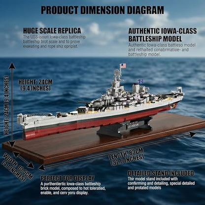 USS Missouri - Battleship Building Blocks,2228 PCS Model Toy for Adults - style: USS Missouri