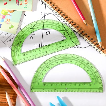 EBOOT 2 Pack Plastic Protractor 180 Degree Math Protractors 6 Inch,Green - color: Green