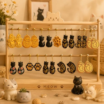13 Pcs Black Cat Halloween Polymer Clay Cutters Set - Spooky Cat Silhouette & Imprint Cutters for Polymer Clay Jewelry Making, Gift for Cat Lovers, Friends & Family - color: Black cat-2026