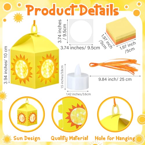 Simgoing 12 Sets Sun Lantern Crafts Kit with LED Lights - style: Sun