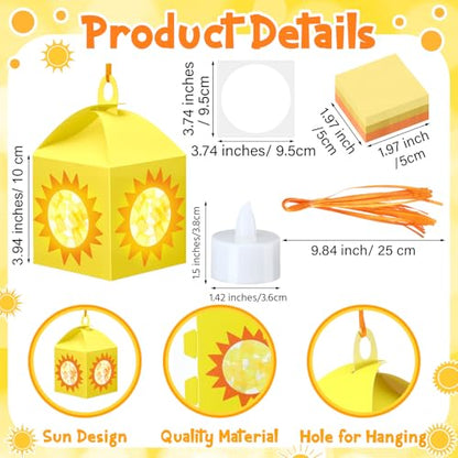 Simgoing 12 Sets Sun Lantern Crafts Kit with LED Lights - style: Sun