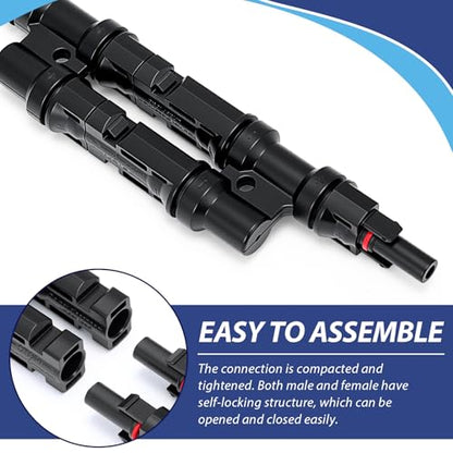 Leumoi 5 Pairs Solar Branch Connectors Y Connector for Parallel Connection Between Solar Panels FMM+MFF