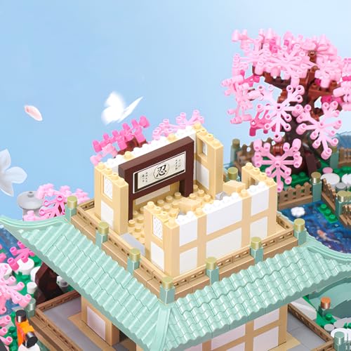 HJPLPXH Japanese Bonsai Tree House Cherry Blossom Micro Building Block Sets - style: Cherry Blossom
