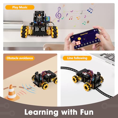 Robotics Kit for Kids Ages 8–12 12-16, ACEBOTT Smart Robot Car Kit with 3MP Camera, STEM Toys for Boys Compatible with Arduino & Scratch,App & Remote Control,STEM Gift for Boys, Girls,Teens and Adults - color: Black + Yellow