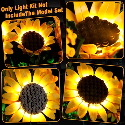 Vaodest LED Light Kit for Lego Sunflower Bouquet 11502, Decorative Lighting Accessories Compatible with Lego 11502 Botanical Collection, Warm Glow DIY Lights - Model NOT Included - style: 11502 Sunflower Bouquet Set