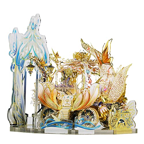 MU 3D Fairy Series Metal Puzzle Model Kits Cinderella's Elf Carriage, Princess Magic Palace Miniature Building, DIY Birthday Xmas Gift Toy Sets - color: Elf Carriage