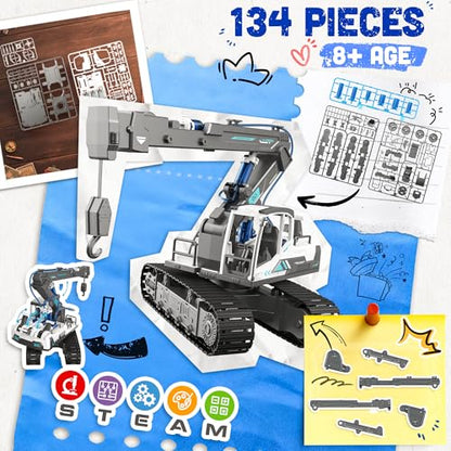 Hydraulic Crane Truck STEM Building Toy, 134 Pcs Engineering Kit for Kids - style: Crane