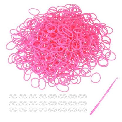 MECCANIXITY 600 Pcs Loom Rubber Bands Kit with 25 Pcs S-Clips 1-Hook Rubber Bands Refill Bracelet Making Kits for Weaving DIY Handcrafts Gift, Bright Pink - color: Bright Pink