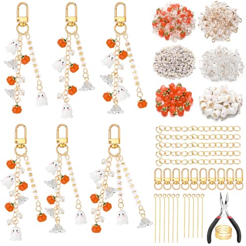 Kenning 581pcs Halloween Ghost Charms Keychain Making Kit DIY - style: Ghost