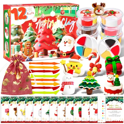 MuseLuxe Air Dry Clay - 12 Boxes Christmas Modeling Clay Kit - color: 12 Colors