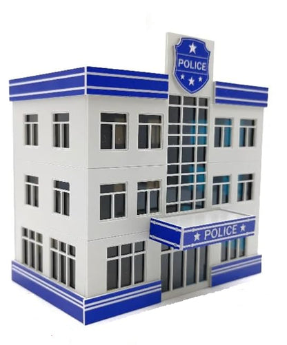 EatingBiting N Scale 1/87 1:87 Police Station Building Assembling Model Outland Realism Scene for DIY Sand Table Garden Micro Landscape Ornaments Decor Supply DIY Player Spray Painting