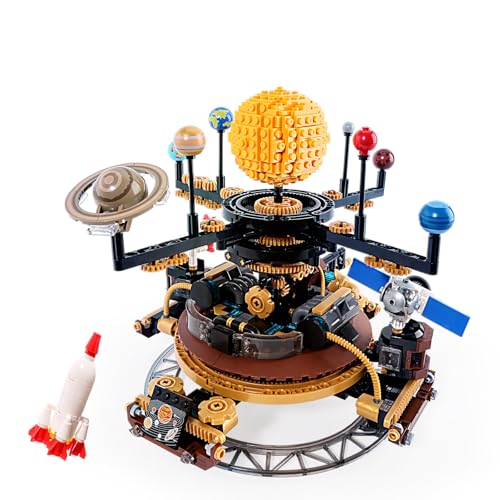 Solar System Orrery Building Set - Rotatable Planet Toys with 9 Planets & Rocket Sets, Compatible with Lego Space - Educational STEM Projects Science Astronomy Gifts for Boys & Girls Age 8-14, 946pcs