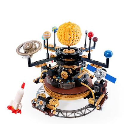 Solar System Orrery Building Set - Rotatable Planet Toys with 9 Planets & Rocket Sets, Compatible with Lego Space - Educational STEM Projects Science Astronomy Gifts for Boys & Girls Age 8-14, 946pcs
