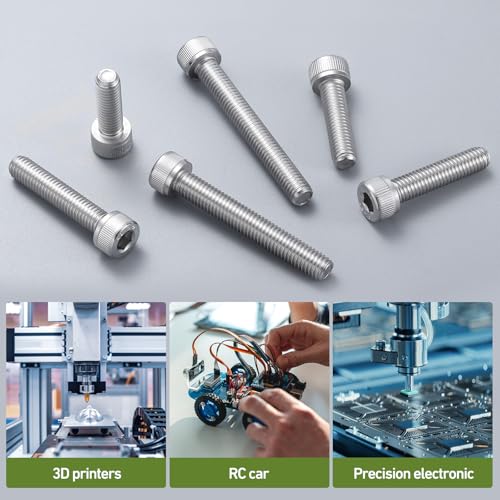293PCS M5 Screws Assortment Kit, 304 Stainless Steel 18-8 Hex Socket Head Cap Screws Bolts Nuts and Washers Set, M5 x 8/10/12/16/20/25/30mm, for 3D Printer - size: M5 293PCS Socket SS