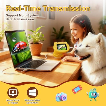 1000X Handheld Digital Microscope for Kids, 2.4" HD Screen, 8 LEDs - color: Bright yellow