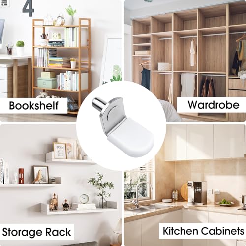 24 Pack Shelf Pegs 5mm (3/16'') with Storage Box, L-Shaped Metal Shelf Pins with Anti-Slip Caps, Nickel Plated Replacement for Kitchen Pantry, Bookcase, Medicine Cabinet & Glass Shelves - size: 5mm