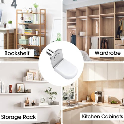 24 Pack Shelf Pegs 5mm (3/16'') with Storage Box, L-Shaped Metal Shelf Pins with Anti-Slip Caps, Nickel Plated Replacement for Kitchen Pantry, Bookcase, Medicine Cabinet & Glass Shelves - size: 5mm