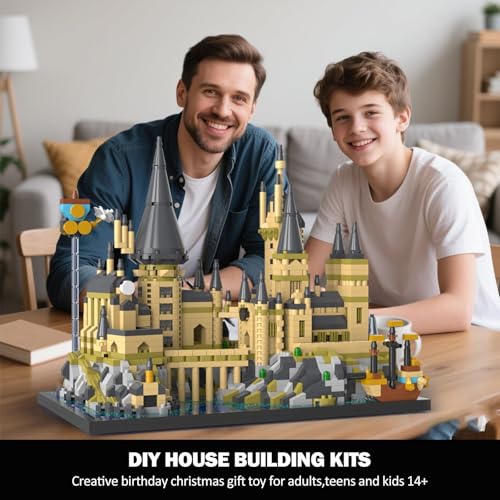 PQKIE Magic Castle Micro Mini Building Set, 2743 Pcs Magic House Model Building Toys, STEM Creative Magic World Office and Home Decor Bricks Kits, Christmas Birthday Gift for Adults Teens Kids 14+ - style: 2743 Pieces