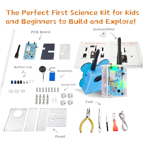 eUda+ STEM Walkie-Talkies Kit Stem Toys for Ages 8-13-15-18+ Building Toys for Boys Age 8-12-14-16-17+ Science Experiments for Kids 9-12 DIY Kits for Kids Teenage Girl Gifts (Assembly Version, BTB) - size: Assembly Version, Bear-Transparent Blue (BTB)