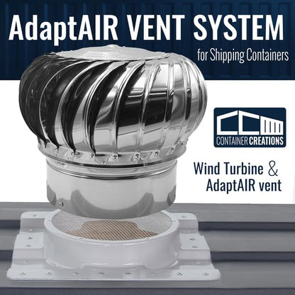20ft Shipping Container Roof Vent System: (1) Whirlybird Wind Turbine, (1) Roof Vent Adapter, Plus (10) 2.5" Sidewall Vents | No-Weld Vent for 3.5" Corrugation for Container Roof | Stop Condensation - size: 20ft Vent System
