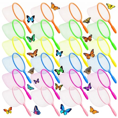 Halloscume 40 Pcs Butterfly Bug Net for Kid Collecting Insect, Fishing Net with Anti Slip Grip, Outdoor Tools for Catching Bugs Fish, Spring Outing Supplies for Kids Nature Exploration