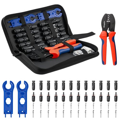 BougeRV Solar Crimper Tool Kit - Crimper, 12 Pairs Connectors, 2 Spanners - size: 12 Pairs Solar Connectors Kit
