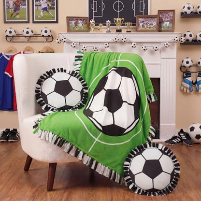 Vicenpal Set of 3 Soccer Tie Blanket & Pillows Craft Kit Dly Soccer Crafts 57 Inch No Sew Fleece Tied Blanket for Sports World 2026 Theme Party Favors Football Fan Gifts Summer Camp Activities - style: Soccer