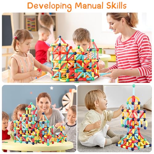 64PCS Magnetic Building Blocks, Montessori Magnet Toys for Kids Ages 3+, STEM Learning Toys for Boys and Girls, Creativity Kids Game