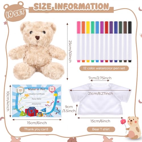 Blueweenly 40 Pcs Make Your Own Stuffed Animal Bear Kit,Light Brown - color: Light Brown