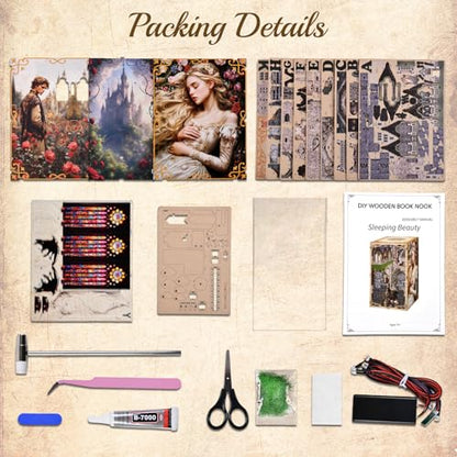CCCDF Sleeping Beauty Book Nook Kit, DIY Miniature House Dollhouse Kit - color: Sleeping Beauty