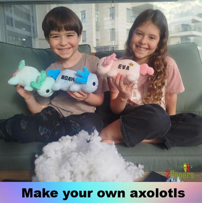 3-in-1 DIY Axolotl Plush Toys Arts and Crafts Kit for Kids No Sew Pillow - style: AXOLOTL (3-in-1)